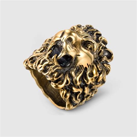 gucci gold lion ring|gucci lion ring men.